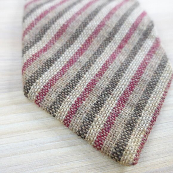 Neck Tie Mens Brown Striped Wool Suit Vintage‎ Classic Necktie SANTOS NASCIMENTO - Picture 6 of 9